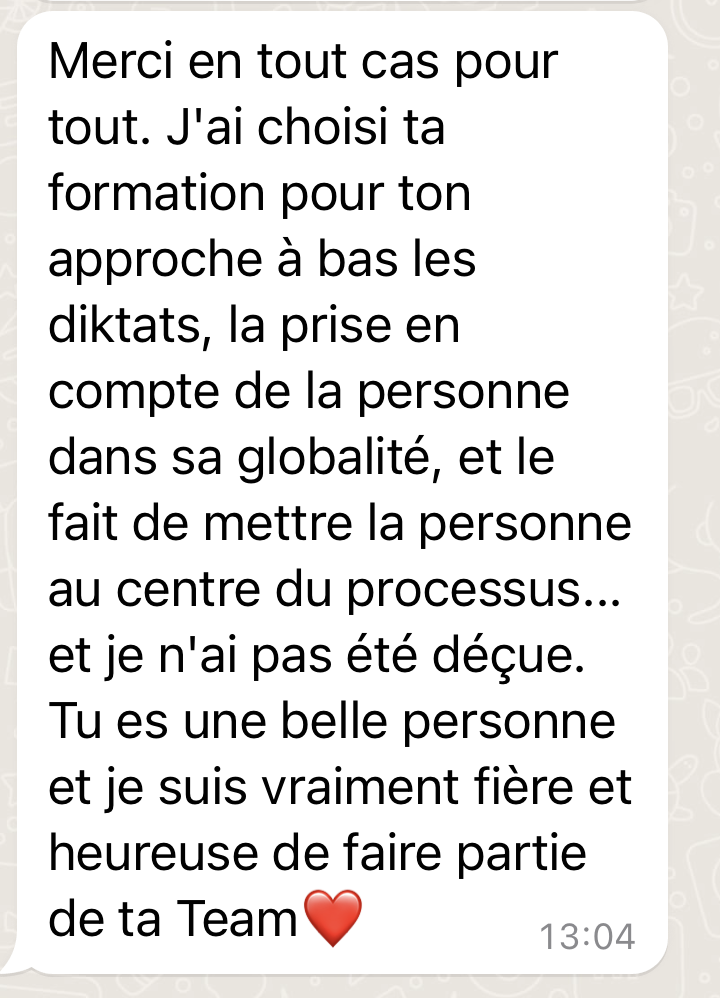 Retour sur la formation de Laetitia